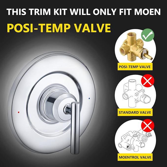 Tearel Shower Trim Kit for Moen T2901 Chrome Shower Handle 2-Pack, Compatible - Image 2