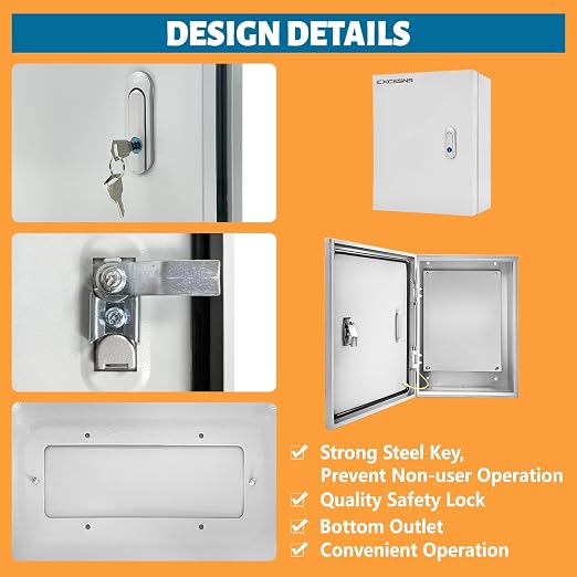 Electrical Junction Box 20x12x10, NEMA 4X IP66 Steel Enclosure Box | 1.5mm steel - Image 5