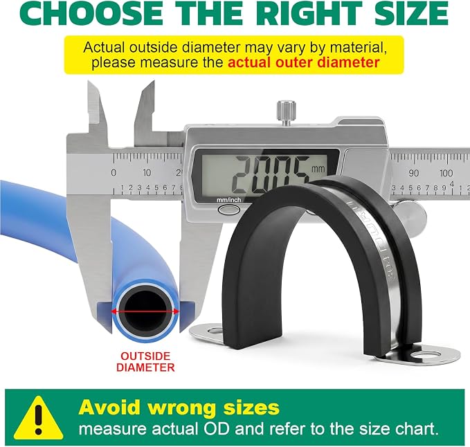 OURU 1/2 Inch Pipe Strap Fits 0.51"/12.9-13.1mm OD, Rubber U Bracket, - Image 2