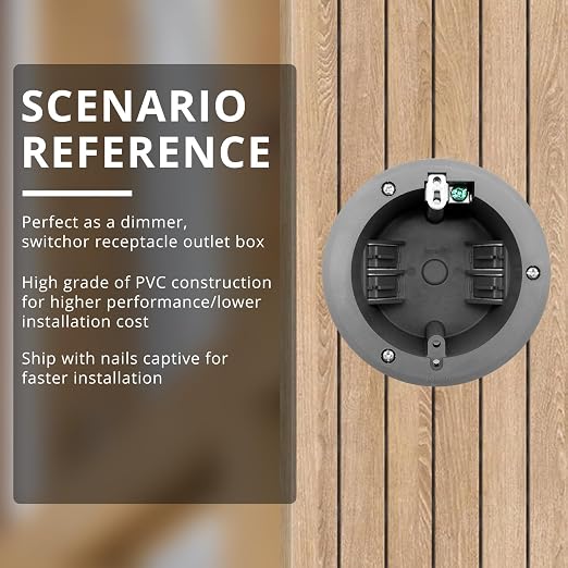 HXH Old Work Round Ceiling Light Junction Box 18 Cu.in. 1 Pack | PVC grey round - Image 3
