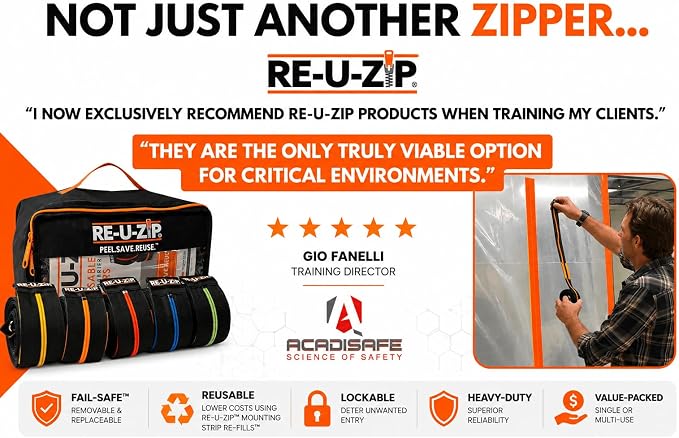 RE-U-ZIP, Reusable Dust Barrier Zipper, Fail-Safe™, Replaceable & Lockable - Image 7