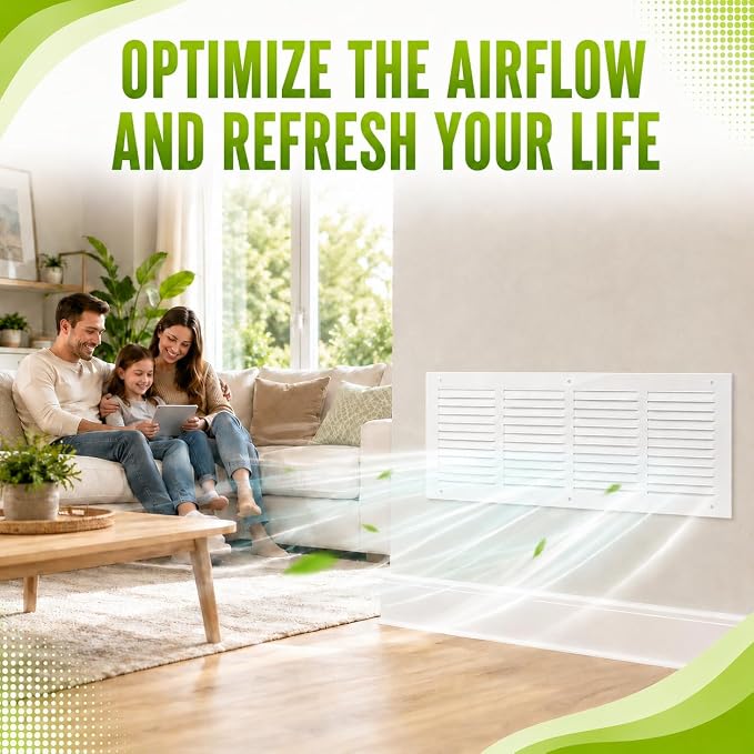 24" x 6" Return Air Grille Duct Opening, Ceiling Sidewall Floor Cold Air Intake - Image 7