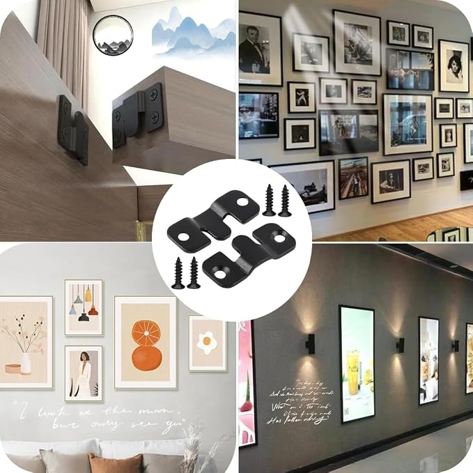 8 Pairs Interlocking Flush Mount Bracket Picture Hanging Hooks Stainless Steel - Image 7
