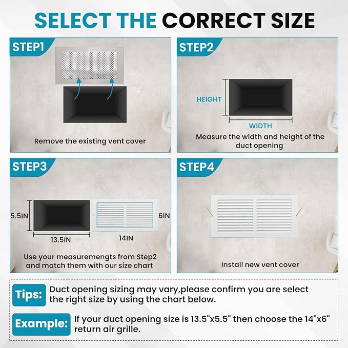 VOISEN Return Air Grille, Fits 14x6 Duct Opening, Steel Return Vent Cover - Image 5