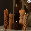 Threlaco 6 Pcs Pillar Candles Decorative Modern Aesthetic Ribbed Candle Set by Threlaco