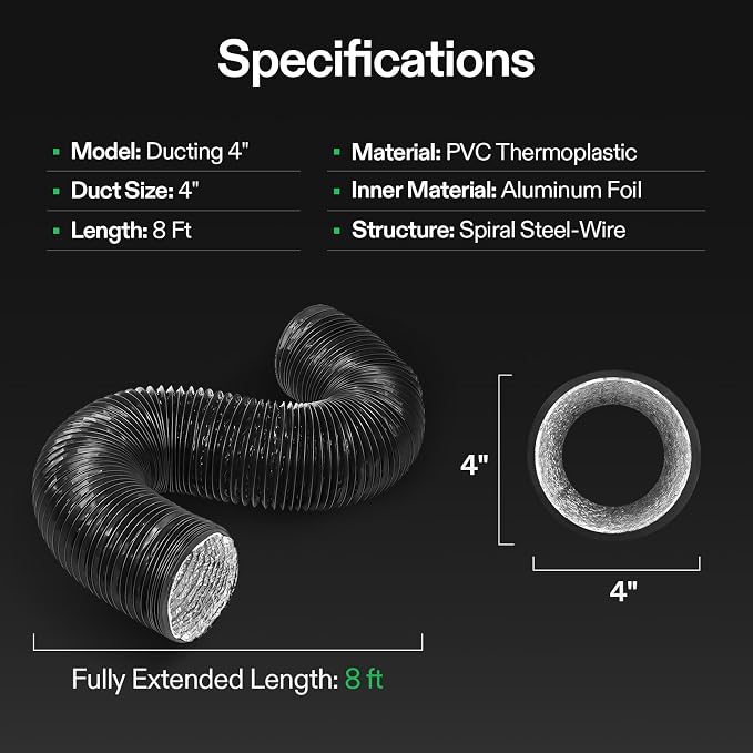 VIVOSUN 4 Inch 8 Feet Flexible Aluminum Ducting - Image 7