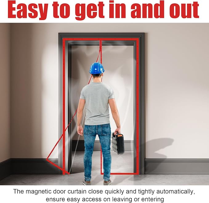 Preboun 1 Set Magnetic Dust Barrier Zipper Door Kit 4' x 7.5' Construction - Image 5