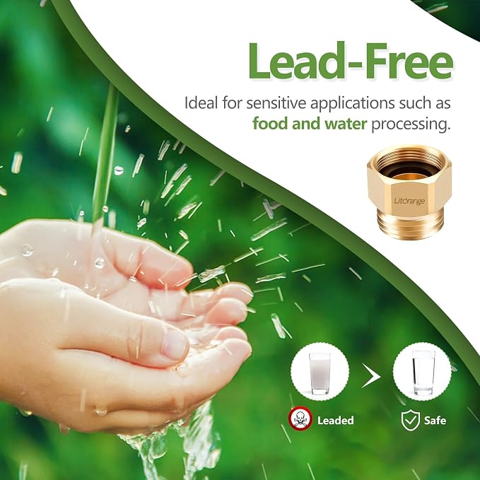 2 Pcs Lead-Free Hose Bib Adapter, 1-1/16" Fine Thread Female x 3/4 GHT Male | - Image 3