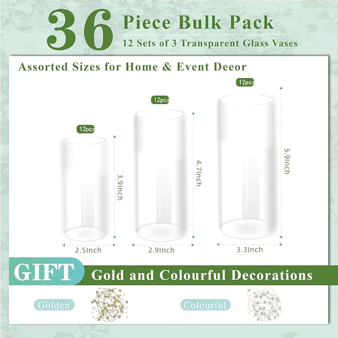 Glass Vase Cylindrical Vase for Tabletop Decoration, Candle Glass Vase - Image 4
