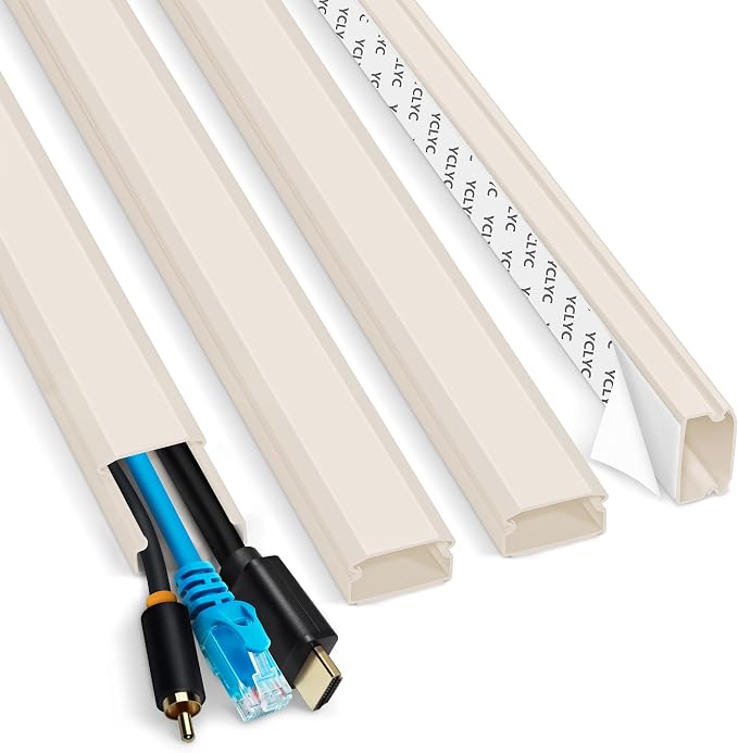 62.8in Beige Cord Hider for TV on Wall, Paintable Cord Cover Wall Kit | Wire by YCLYC