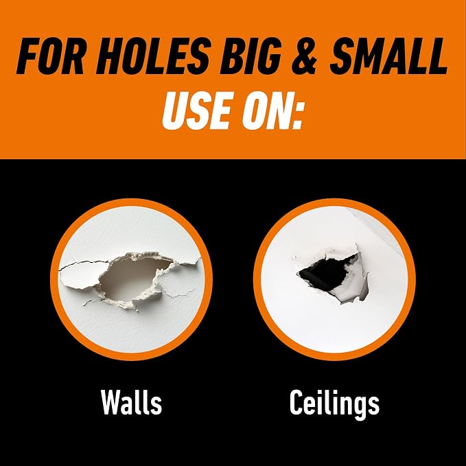 GORILLA Wall Repair Kit, Heavy Duty Spackling, 8 fl oz Tub, 4 in Patch | - Image 3