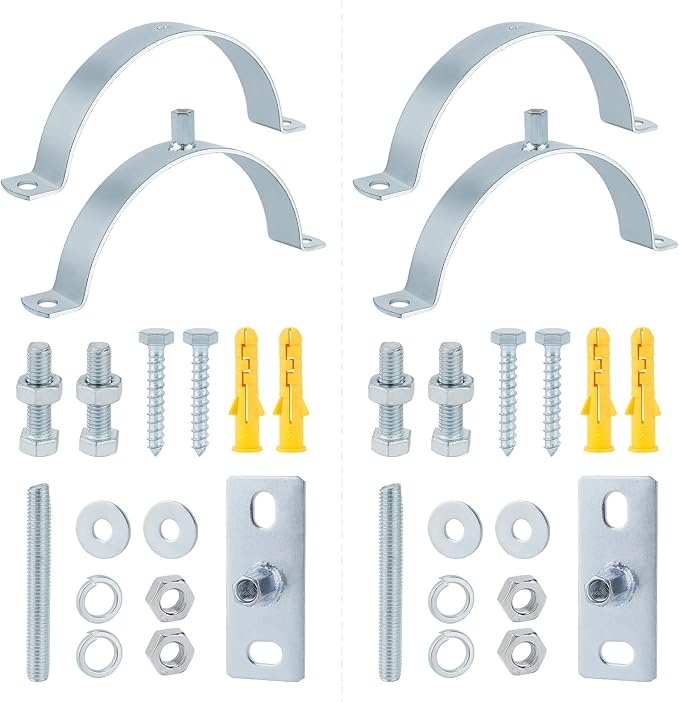 2 Pcs 3 Inch Adjustable Pipe Bracket, Heavy Duty Galvanized Steel Split Ring - Image 4