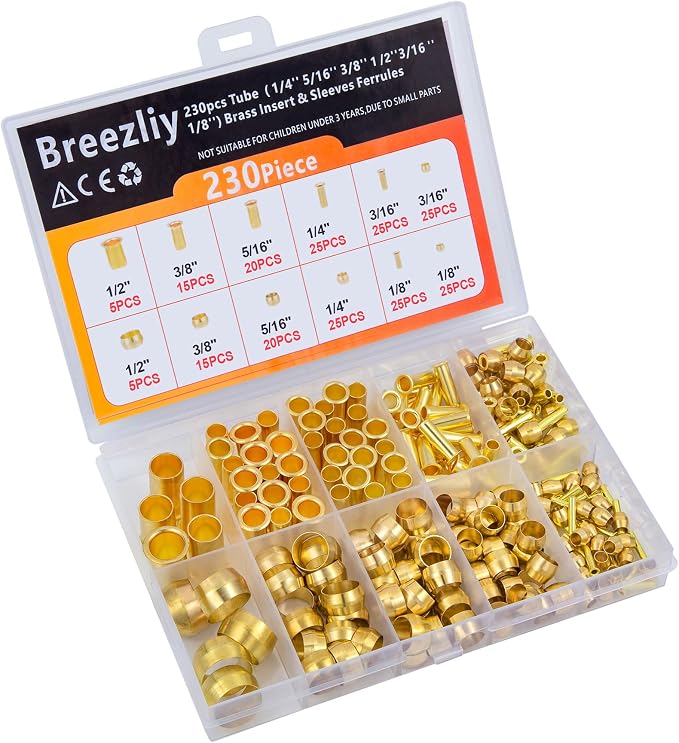 Compression Fittings Assortment kit-6 Sizes Brass Compression Sleeves Ferrules - Image 4