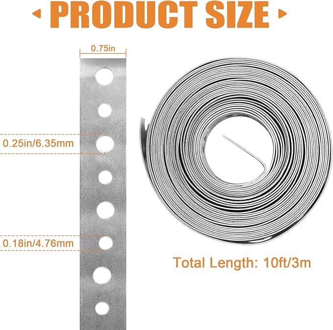 2 Pack Gavanized Metal Pipe Strap 3/4 Inch x 10 Feet 28 Gauge Pipe Strapping - Image 2