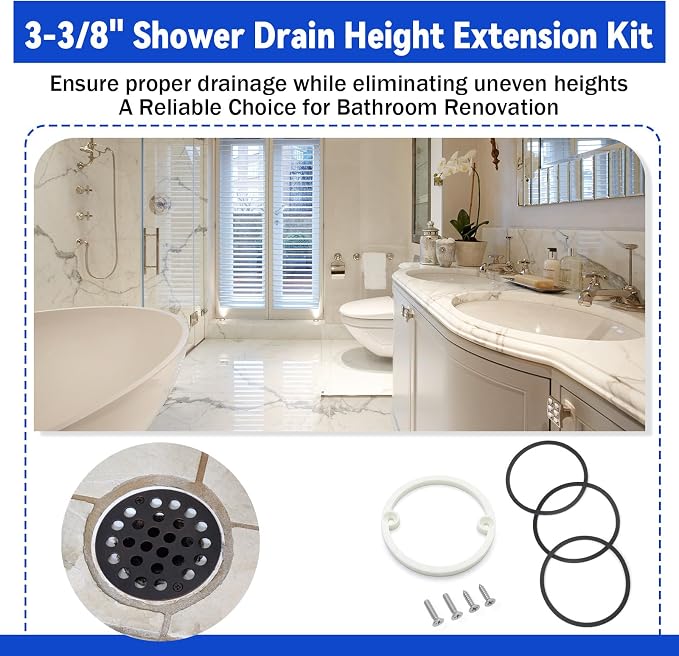 Shower Drain Height Extension Kit Fits 3-3/8" Drain Strainers | Can be Used in - Image 7