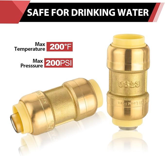 2piece EFIELD 1 Inch Straight Coupling Push-Fit Fitting | Connect Pex, CPVC - Image 4