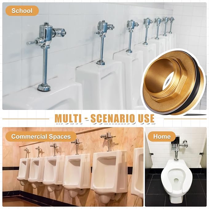Zonon 3 Pcs 2 Inch x 1-1/2 Inch 100% Brass Closet Spud Urinal Spud Flush Valve - Image 2