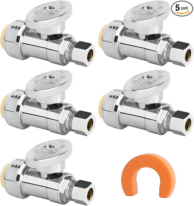WiseWater Push Connect Straight Stop Valve 1/2" x 1/4" | 1/4 Turn by WiseWater