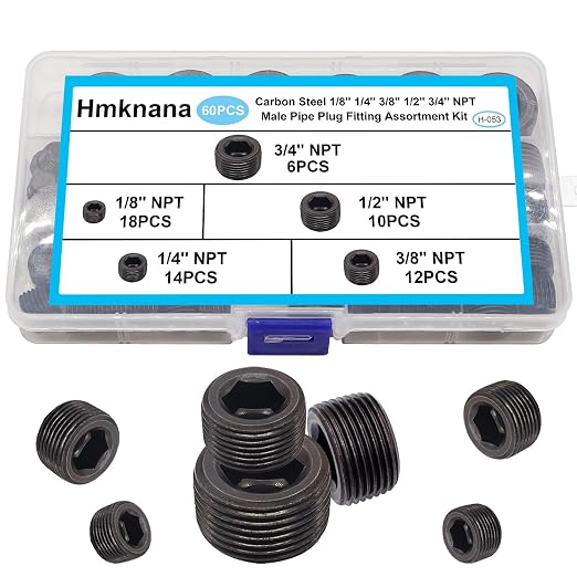 60PCS Black Carbon Steel Pipe Plug Fitting Assortment Kit - Image 5