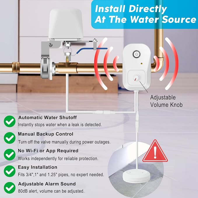 Water Leak Detector with Automatic Shutoff, Plug-in Power Control | Includes - Image 3