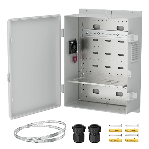 Joinfworld Vented Outdoor Enclosure Box 18.1x12.6x6.4 White | ABS Weatherproof by Joinfworld