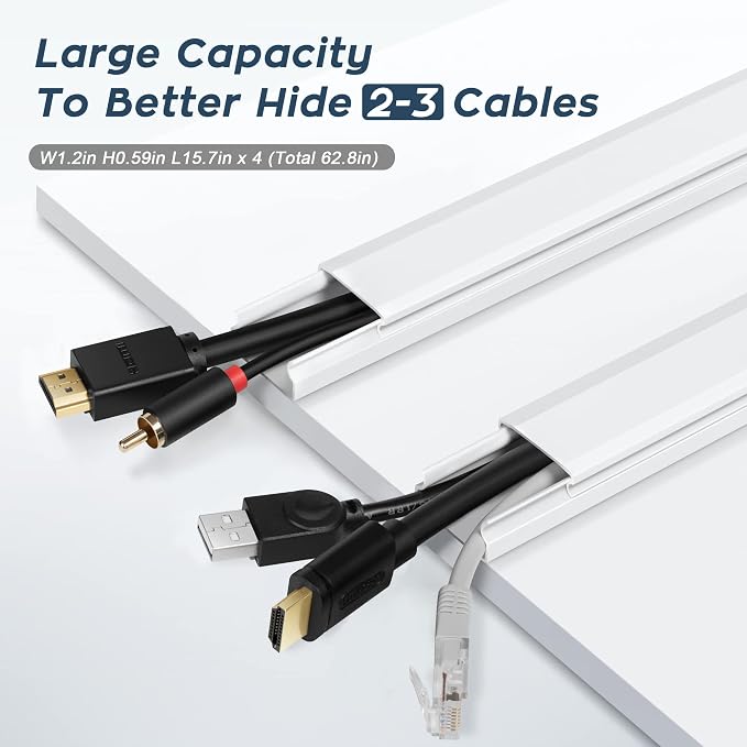 62.8in Cable Cover Wall, Paintable Cord Cover Wall Kit, Cord Hiders - Image 4