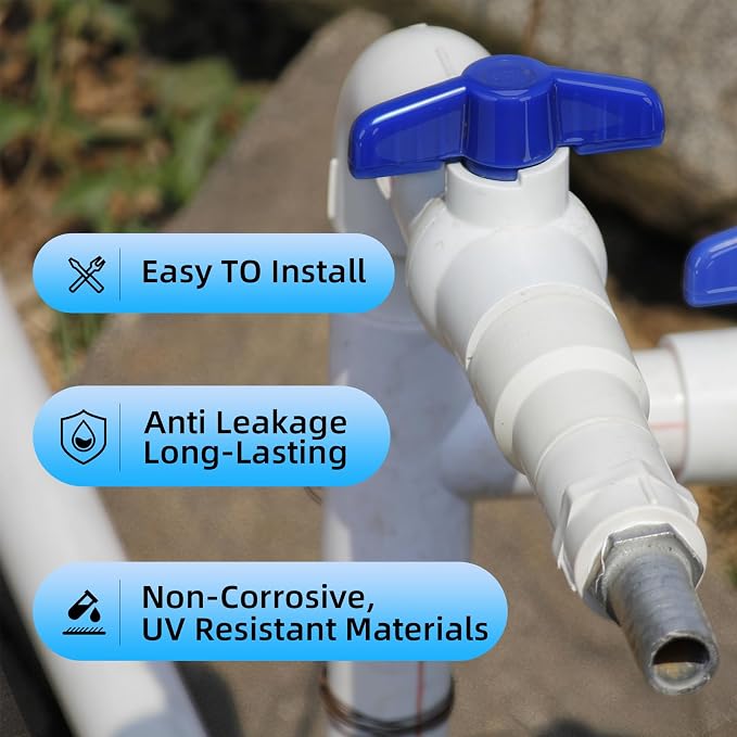 10 Pack 1inch PVC Ball Valves Full Port T-handle Water Shut-Off Valve NPT - Image 4