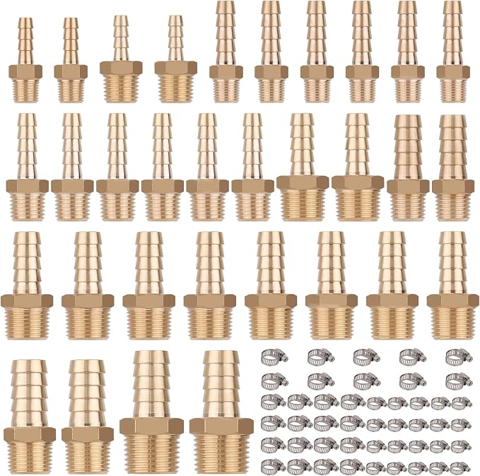 KOOTANS 32PCS Brass Hose Barb Fittings Barb to NPT Male Thread Adapter Kit - Image 2