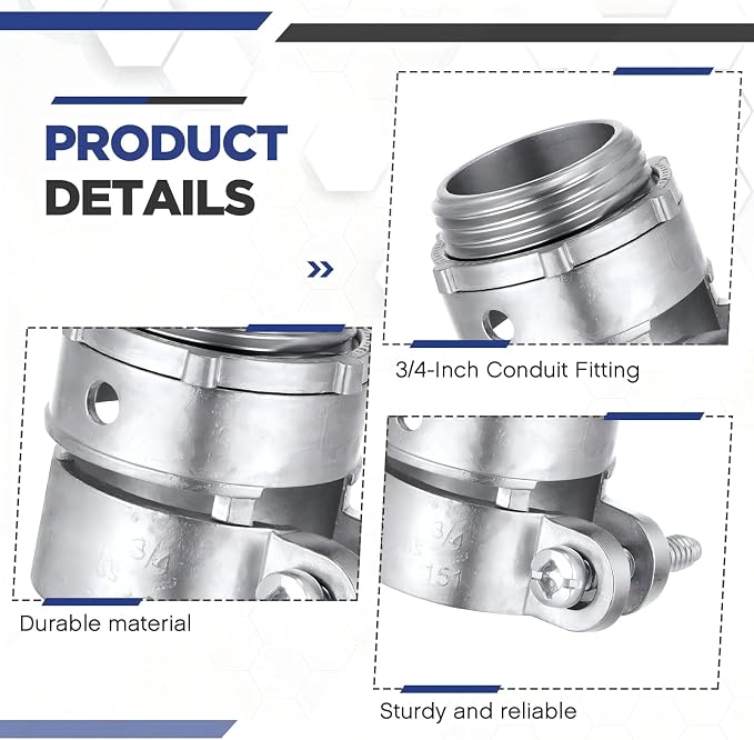 Yaocom 50 Pack 3/4-Inch Squeeze Connectors Fittings FMC Flexible Metal Conduit - Image 3