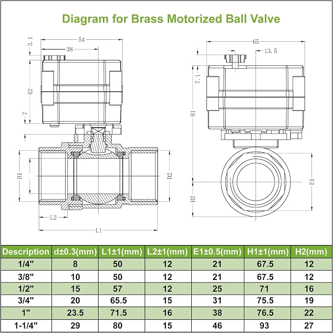 U.S. Solid 1inch Brass Motorized Ball Valve, Full Port NPT, IP67 Waterproof - Image 8