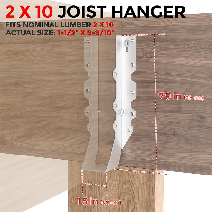 20 Pcs 2x10 Joist Hangers, 18 Gauge Metal Face Mount Joist Hanger, Lu210 Joist - Image 4
