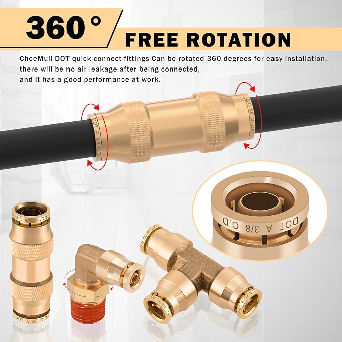 CheeMuii 400Pcs Brass DOT Air Line Fittings Pipe Fittings Pneumatic Unions | - Image 6