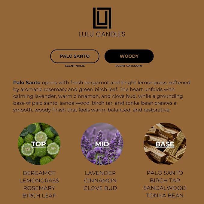 Lulu Candles | Palo Santo | Luxury Scented Soy Jar Candle | Hand Poured in The - Image 2