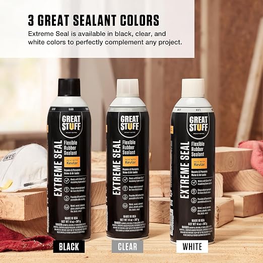 Great Stuff Extreme Sealant 3 Pack Black White Clear 14 oz Aerosol - Image 5