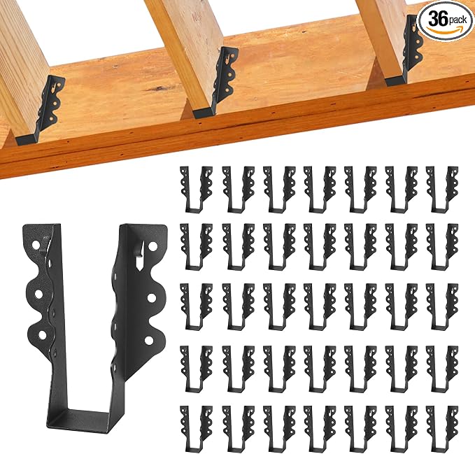 36 Pcs 2"x 6" Joist Hanger|Q235B Steel Face Mount Joist Hangers | Black Powder by CDFYJHFDQ