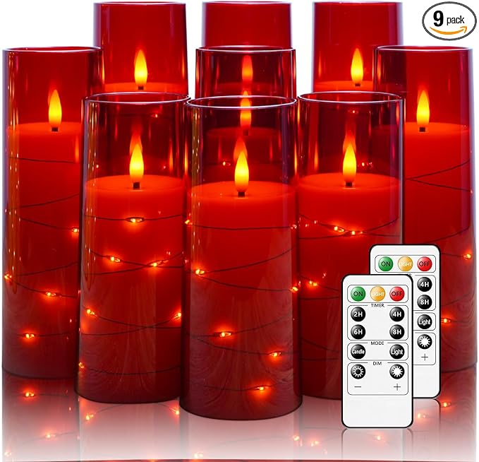 Nimiko Flickering Flameless LED Candles, Battery Operated Candles 9 Pcs by Nimiko