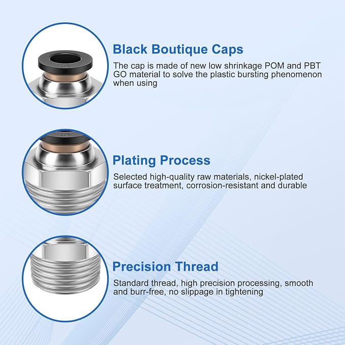 CNAODUN 12 Pcs Push to Connect Fittings 1/4 Inch Tube OD x 3/8 Inch NPT Thread - Image 3