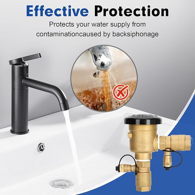 3/4" 720A Pressure Vacuum Breaker, Heavy-Duty Brass Backflow Preventer - Image 2