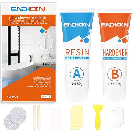 Bath Repair Kit White 100g, Chip & Pedestal Crack Hole Scratches Repair | by ENDHOKNprofessionalrepair