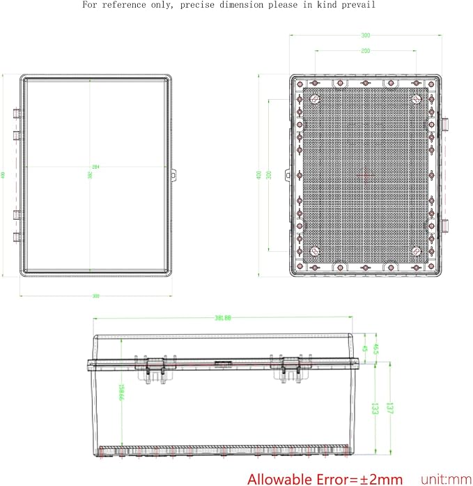 Junction Box, Hinged Black Clear Cover IP67 Waterproof ABS Project Box - Image 6