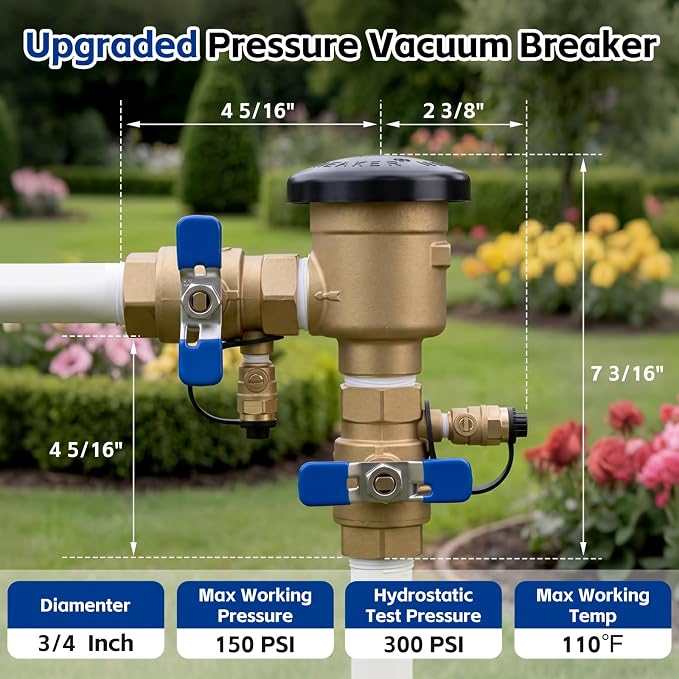 3/4" Brass Pressure Vacuum Breaker - Image 2