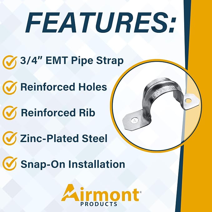 3/4-Inch EMT Two-Hole Conduit Strap — Reinforced Rib, Heavy-Duty Zinc-Plated - Image 3