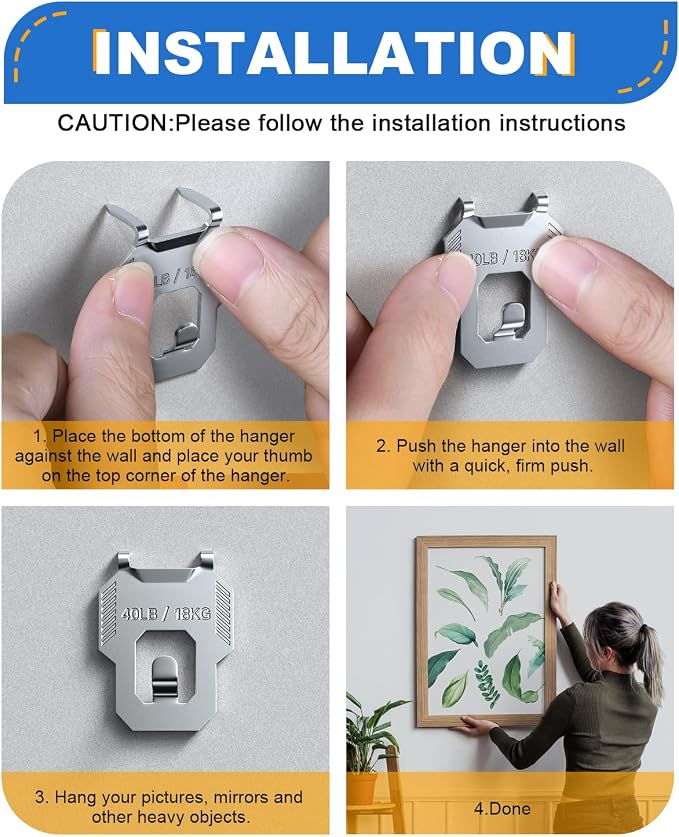 40 lb 40PCS Drywall Picture Hanging Hooks Heavy Duty Hangers Claw | No Damage - Image 4