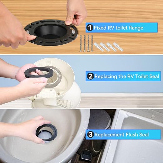 RV Toilet Seal with 3 Inch Socket Floor Flange Kit, RV Toilet Flange Seal Fits - Image 3