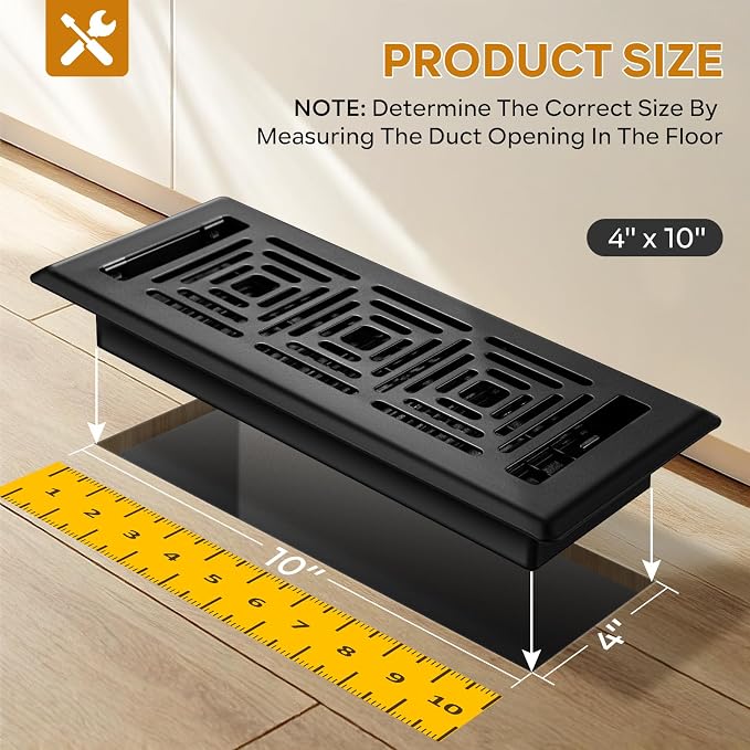 Floor Vent Covers 4x10, Floor Register Heavy Duty Steel Walkable Floor Vents - Image 2