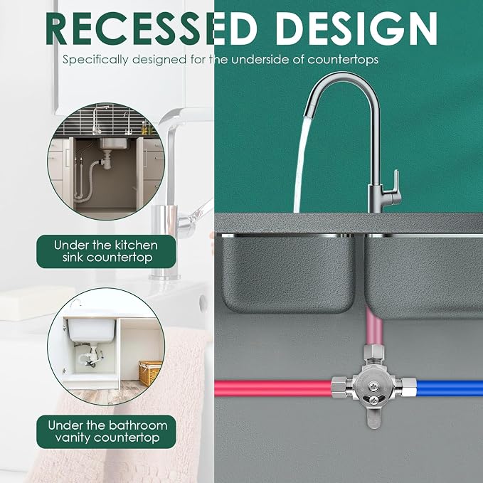 Below Deck Mixing Valve, 3/8" Compression LF Brass Body, Thermostatic mixing - Image 7