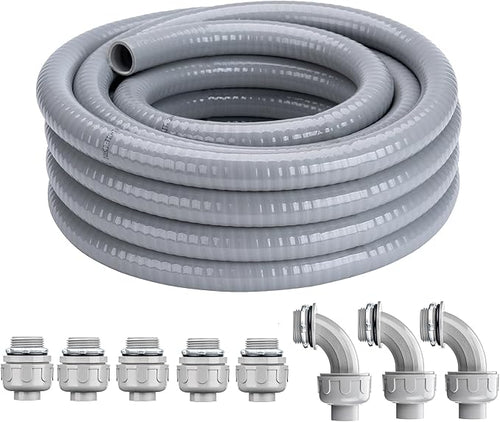 1 Inch 50 FT Liquid-Tight Conduit and Connector Kit | Non Metallic Flexible by ProfessionalBrand