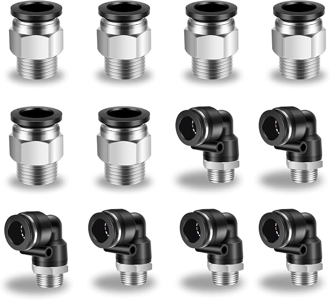CNAODUN 12 Pcs Push to Connect Fittings 1/2 Inch Tube OD x 3/8 Inch NPT Thread by CNAODUN