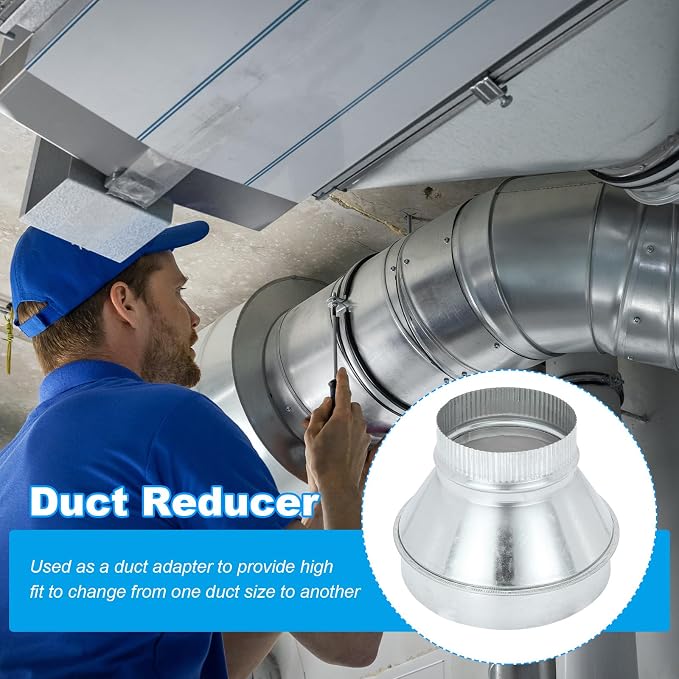 PATIKIL 8 Inch to 5 Inch Duct Reducer, Galvanized Steel Round Air Duct Reducer - Image 4