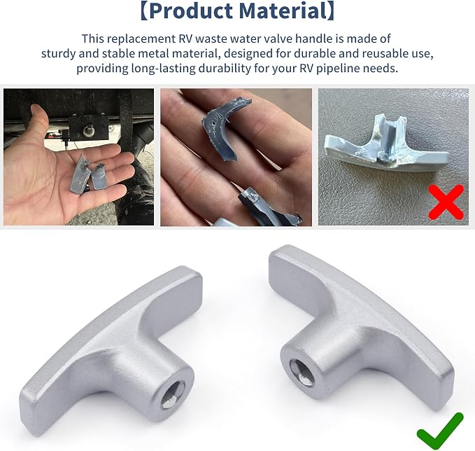 2 PCS Metal RV Waste Valve Handle Kits, - Image 4